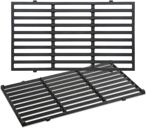 GLARETEX 7637 44.5 CM Cast Iron Cooking Grates Grill Grates Replacement Parts for Weber Spirit & Spirit II 200 Series Gas Grills Spirit E210 E220 S210 S220 (with Front Control Knobs)