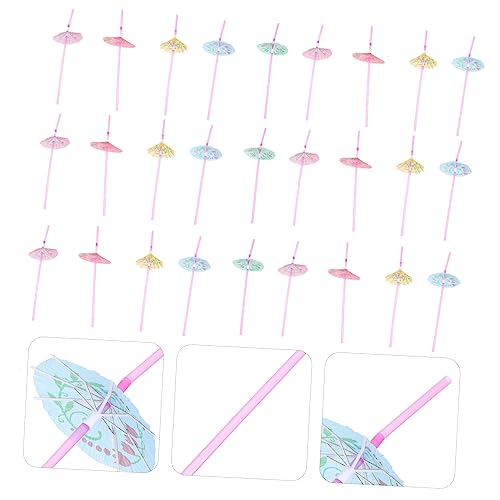 50 pitillos desechables de papel con sombrilla coloridos miniatura 7