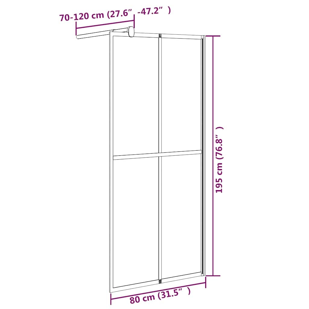 Mampara de ducha de 80 x 195 cm de cristal de seguridad oscuro con marco de aluminio ajustable, protección contra salpicaduras, mampara de ducha para baño, ducha de esquina