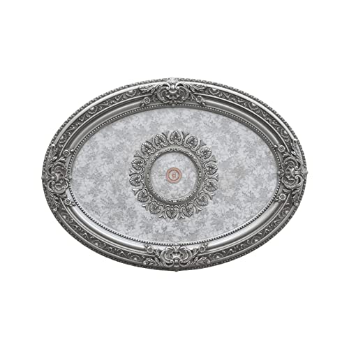 Image of Petite Oval Round Chandelier Ceiling Medallion or Fan Medallion, 43 Inches, Silver