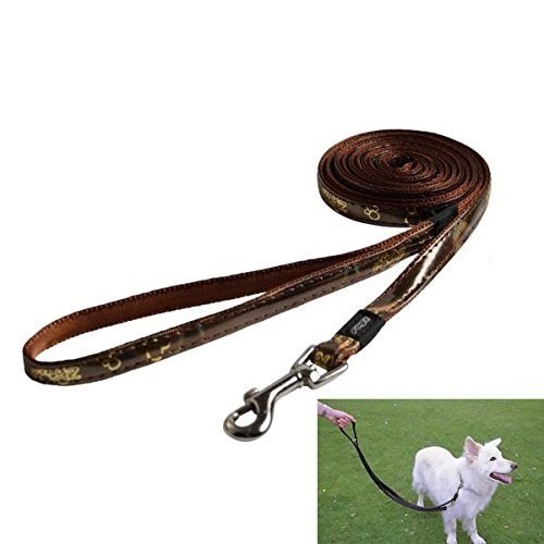 Rogz® PUPZ ZING Dog Leads Strong Heavy Duty Nylon Choice Long Sizes Colours Cord Rope Pet Animal Training Retractable Lead for Large Medium Small Dogs (Medium, Chocolate)