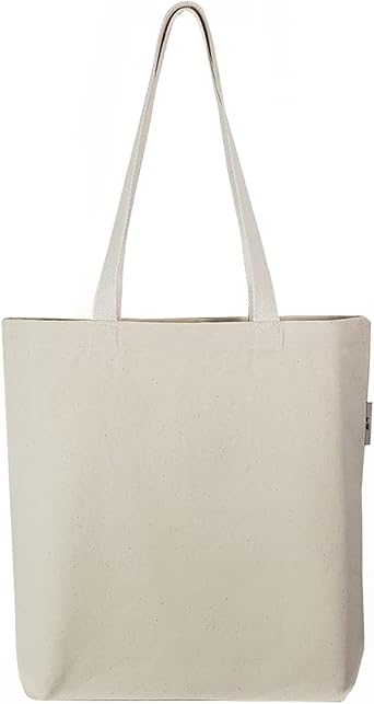 TBF 12 Pack Sturdy 100% Organic Canvas Tote Bags with Bottom Gusset - Organic Reusable Grocery Shopping Bags