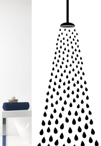 Grund Duschvorhang Anti-Schimmel, Wasserdicht Vorhang an Badewanne, 100% Textile, DOCCIA, Duschvorhang 80x200 cm, weiß und schwarz