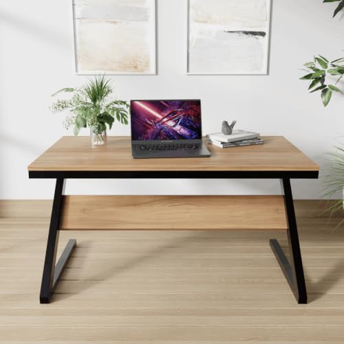 Image of Riyan Luxiwood Z Type Study Table Home & Office, Study Table, Sturdy Structure, Easy Assemble, Space Saver & Easy Cleaning (Size-90x60x75CM)