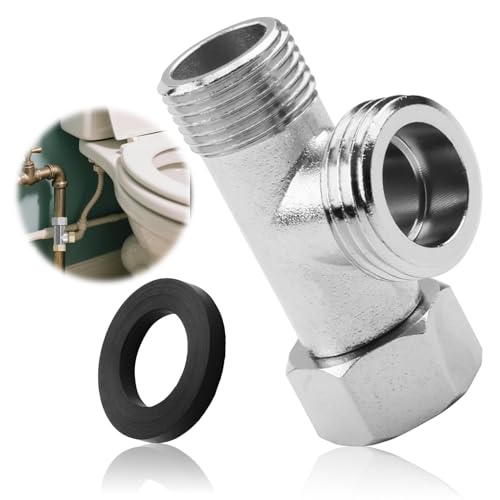 3 Wege Ventil T-Stück Aus Messing – WC-Anschlussventil 3/8 Gerade & 1/2 Seitlich, 3/8 T Stück Wasseranschluss, Robuster T-Adapter für WC-Tank, Waschmaschine, Brausearmatur, Bad & Küche (1 Stück)