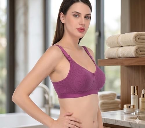 Image of Viral Girl Women's Wire-Free Cotton Hosiery Bra | Non-Padded, Full Coverage, Adjustable Straps | Soft Comfortable Innerwear with Hook & Eye Closure for Everyday Use