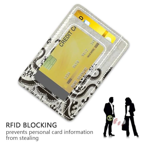 Front Pocket Minimalist Leather Slim Wallet Credit Card Holder Black Octopus for Men & Women3