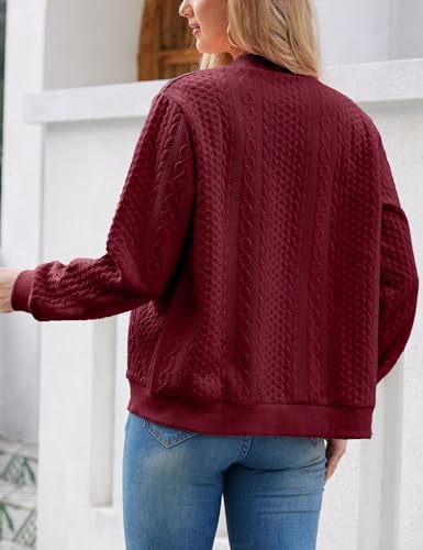 Image of WROLEM Zip Up Sweatshirts for Women Casual Outfits Cardigan Outerwear Trendy Winter Jackets Coat