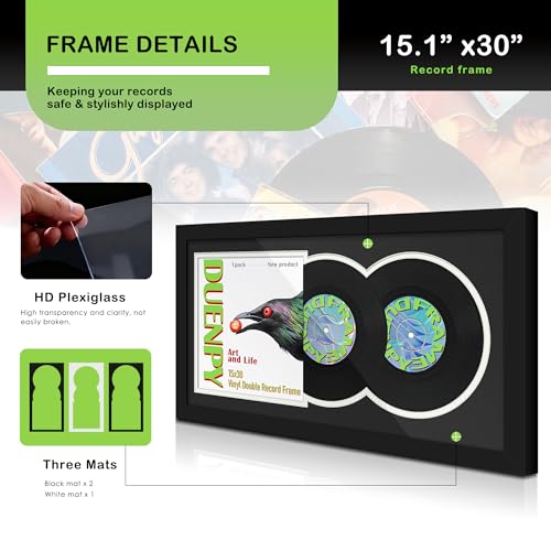 Image of DUENPY 15.1x30 Vinyl Frame For 12.5x12.5 Cover Black White Mat