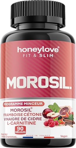 MOROSIL® 400 mg Minceur Honeylove – 90 Gélules | Framboise Cétones, Vinaigre de Cidre, L-Carnitine, Guarana & Chrome | Vegan – Made in France