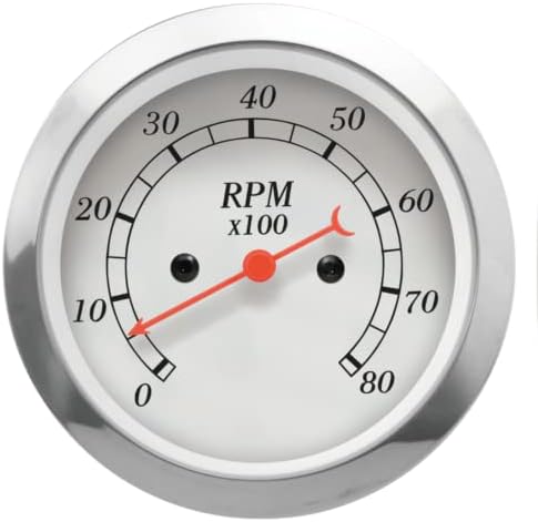 MOTOR METER RACING Classic Series Instruments Tacómetro 3.346 in 3-38" para Gasolina 8000 RPM Esfera Blanca Aguja Roja