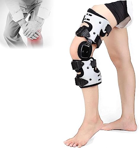 QiuShuiDr Rodillera con Bisagra Ajustable, Rodillera con Bisagra ROM, Inmovilizador De Rodilla Ajustable, Rodillera Ortopédica para Rótula para Desgarro De Menisco, Artritis, Osteoartritis (Right)