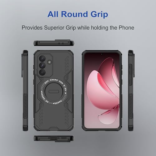 Image of amazon basics Back Case Cover for Samsung Galaxy A56 5G | Magnetic Case with Built-in Metal Ring | Supports Mag-Safe Charger, Wallet & Car Mount | Shockproof Hybrid PC + TPU | Black