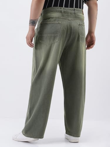 Image of Urbano Plus Men's Loose Baggy Fit Heavy Washed Jeans Non-Stretchable
