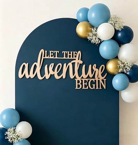 Let the Adventure Begin Sign for Backdrop Wooden Baby Shower Party Decal Sign for Outdoor Adventure Baby Shower Woodland Theme Party Decorations