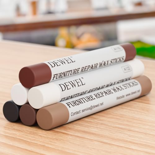 DEWEL Wood Filler Sticks, 6 Colors Wood Crayons for Scratches,