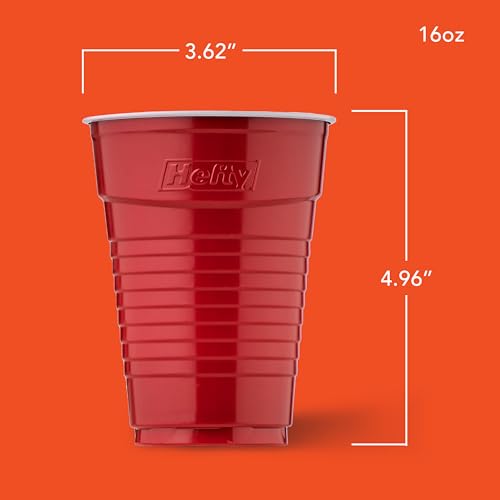 Image of Hefty Party On Disposable Plastic Party Cups, 80 Count, 16 Oz Cups in Assorted Colors for Gatherings, Parties, and More, Textured Sides for Easy Gripping, Strong and Durable