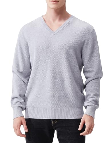 Men's V-Neck Long Sleeve Sweater Slim Fit Casual Pullover Sweater