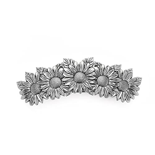 Dreamtimes Chêne Feuille À Cheveux Grande Barrette En Métal Fabriqué À La Main Pince Français Viking Celtique Noeud À Cheveux Barrettes Cadeau pour Femmes Viking Accessoires (Marguerite argent) Cover