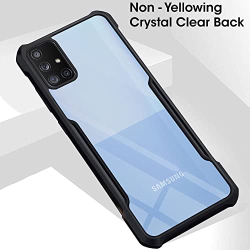 Image of TheGiftKart Shockproof Crystal Clear Back Cover Case for Samsung Galaxy A71 | 360 Degree Protection | Protective Design | Transparent Back Case Cover (PC & TPU, Black Bumper)