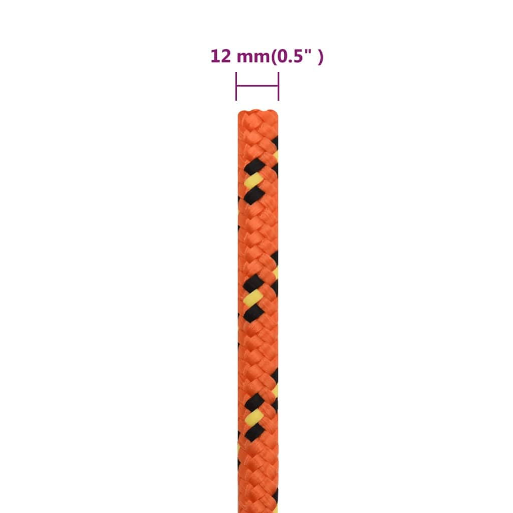 Cuerda Trenzada de la línea Outdoor, Cuerda for Barco Azul 2 mm 500 m Línea Trenzada de Polipropileno Resistente a la Intemperie for Vela Camping Jardín Uso(Orange/25m,12 mm)