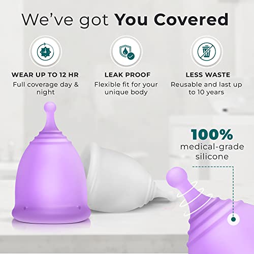 Carecup Menstrual Cup Sterilizer - Modern Menstrual Cup Cleaner Unscented Sanitizer - 2-Minute Automatic Steam Wash - Holder Fits Small Soft & Large Period Disc - 99.9% of Germs (Steamer + Cups) - Image 6