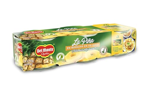 Del Monte Ananas Fette Naturale, 3 x 220g