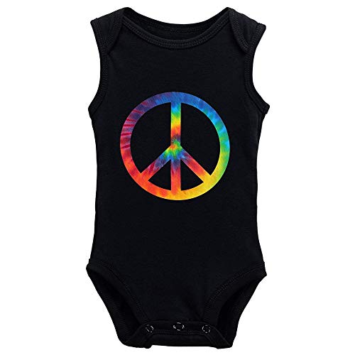Image of Migsrater Tie Dye Peace Symbol Newborn Baby Boy Girl Bodysuit Romper