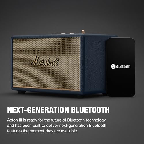 Image of Marshall Acton III Wired Connectivity Stereo Home Speakers with Bluetooth 5.2 & RCA or 3.5mm Input - Midnight Blue