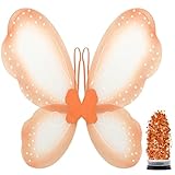 Funcredible Monarch Butterfly Wings with Chunky Glitter - Butterfly Costume for Adults and Kids - Fairy Wings Costume Accessories Set - Fairy Costume for Woman