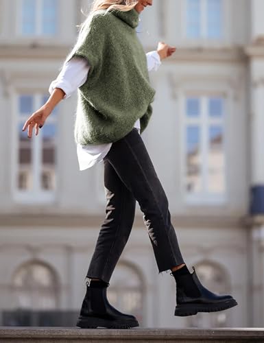 Image of Ynhonra Womens Turtleneck Sweater Oversized Chunky Batwing Sleeve Short Tops | Dolman Pullover