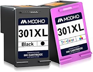 Mooho 301 XL Ink Cartridges Combo Pack Remanufactured HP 301 Ink Cartridge Replacement for HP Deskjet 2510 1050 2544 1000 3055A 2540 HP Envy 4500 5530 OfficeJet 4630 2622(1 HP 301 Black, 1 Tri-Color)