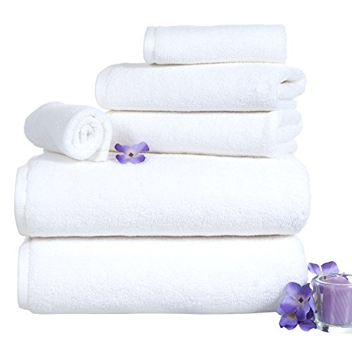 Bedford Home 100% Cotton Zero Twist 6 Piece Set - White