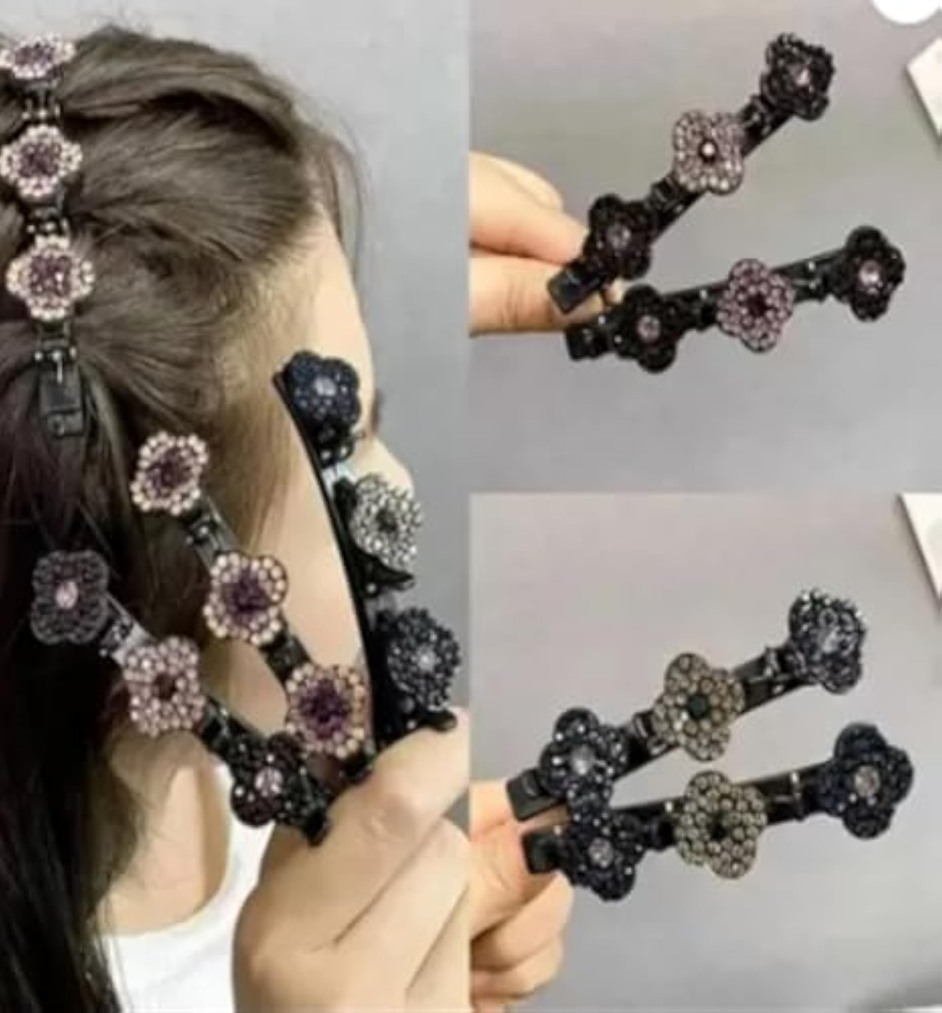 Charming Pack of 4 Multicolor Floral Hair Clips