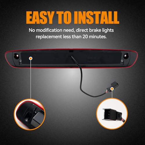 Image of Third 3rd Brake Light, LED High Mount Stop Light for 2007-2013 Chevy Silverado /GMC Sierra 1500 2500HD 3500HD, Rear Center Cab Roof Tail Cargo Lamp, Red Lens