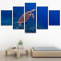 SIGNWIN 5 Panel Canvas Wall Art Alligators Closeup Dramatic Expressionism Hallway Minimalist Multicolor for Home Decorations Ready to Hang - 60