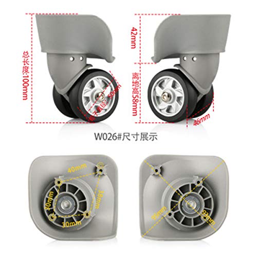 Suitcase Wheels,Luggage Wheel, (Set of a Pair 360 Degree Swivel Luggage Mute Wheel Suitcase Replacement Repair Wheels Parts Spinner (Color : Gray)2