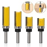 Material: Flush Trim Router Bit Messerkopf Legierung, Messerkörper 45 # Kohlenstoffstahl, Kunststoffsprühoberfläche, dauerhafte Leistung, genaue Trimmschnitte für Laminate und Schablonenarbeiten.