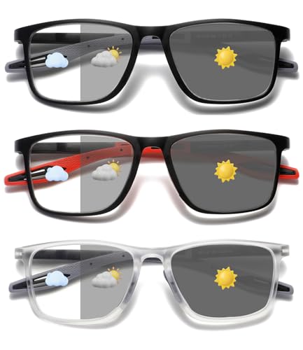 Image of TR90 Photochromic Blue Light Blocking Reading Glasses,Cheaters Readers | Ultralight Sports Style, Adjustable Hinges, Photochromic Lenses, UV400, Indoor Outdoor Reading, Computer Work, Daily