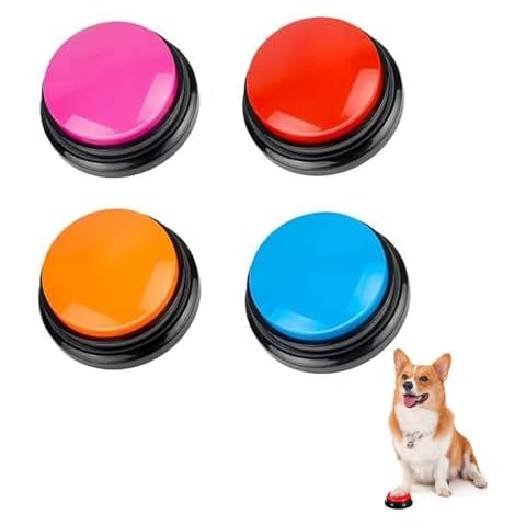 BoArt Voice Recording Button, Dog Buttons for Communication Pet Training Buzzer, 30 Second Record&Playback, Voice Recording Clicker for Cat, Puppy, Pet Trainin, Funny Gift for Study Office Home 4 Pcs Cover