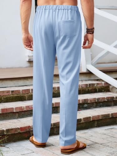 Image of Runcati Mens Casual Pants Elastic Waist Lightweight Loose Pleated Slacks