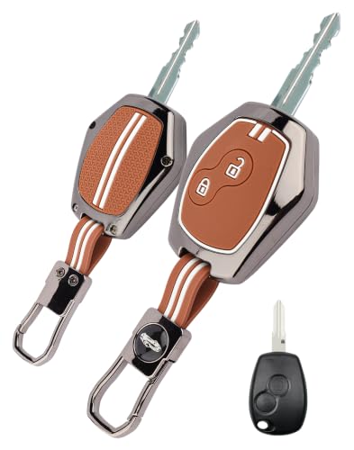 Image of Coll of Fest Premium Metal Silicone Brown Key Cover Compatible with Renault Logan | Duster | Verito | Lodgy 2 Button Smart Key Glow in the Dark