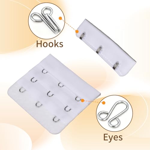 Sewing Hook and Eye Kit - 144pcs Bra Hooks Closures Replacement 3 Size Clothing Sewing Closure Fasteners Accesorios for DIY Craft, Dress Pants Coat