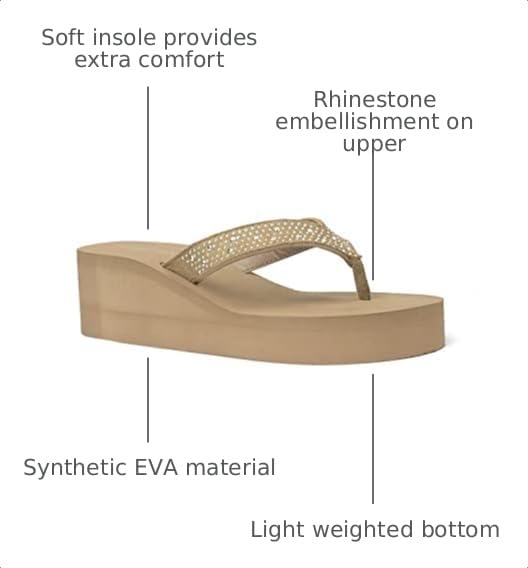 Image of REDVOLUTION New Women's Rhinestone Sandals Platform T-Strap Jewel Sandals High Wedge Flip Flops