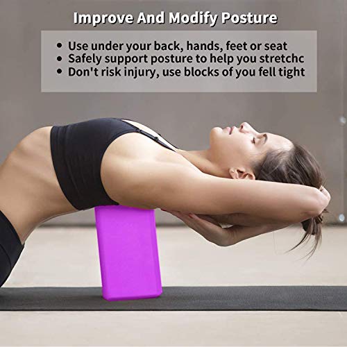 image for Sunrich Yoga Blocks EVA Foam Brick 2 Pack wth Resistance Bands Set Hig