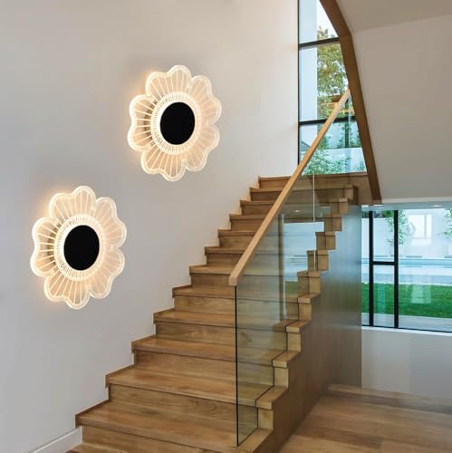 Image of Groeien Pack of 2 | Sunflower Modern LED Wall Lamp | Golden Decorative Wall Light for Living Room, Bedroom & Hall | Artistic Sunflower Design Wall Fixture for Home Decor(SunflowerGlow, 2)