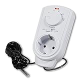 hivoltage Steckdosen Thermostat mit Außenfühler - 1,9m Kabel, 5°C - +30°C - bis zu 3.500 Watt, 230V/16A