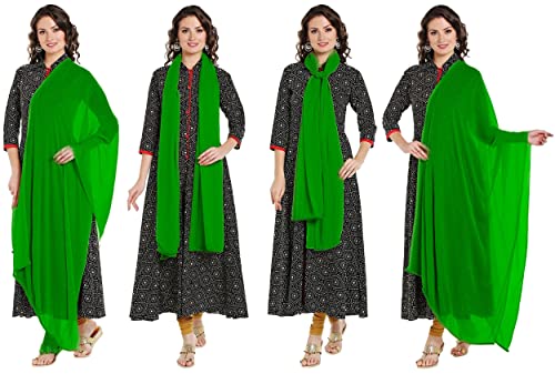 Soft Chiffon Casual Daily Use Dupatta/Scarf/Head Wrap/Sheer 2 PCS Combo With Green Colour @ 9.99 $ Per Pc.3