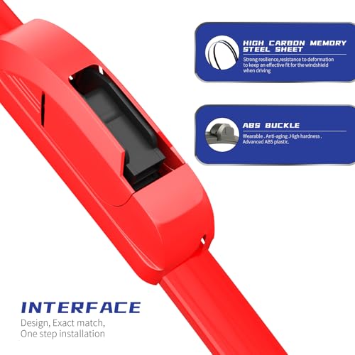 Image of OEM QUALITY 24 inch + 20 inch Premium All-Seasons Durable Stable And Quiet Red Windshield Wiper Blades (Set of 2)