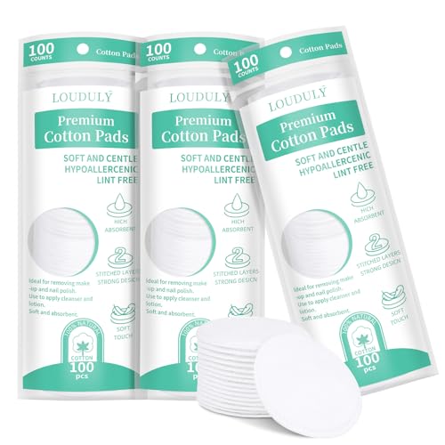LOPHE Discos de Algodón Cosméticos, 300 Piezas Discos Desmaquilladores Redondo, Algodón Desmaquillante Suave, Almohadillas Cosméticas Durable, Discos Desmaquillantes Agradable para La Piel (3*100 pcs)